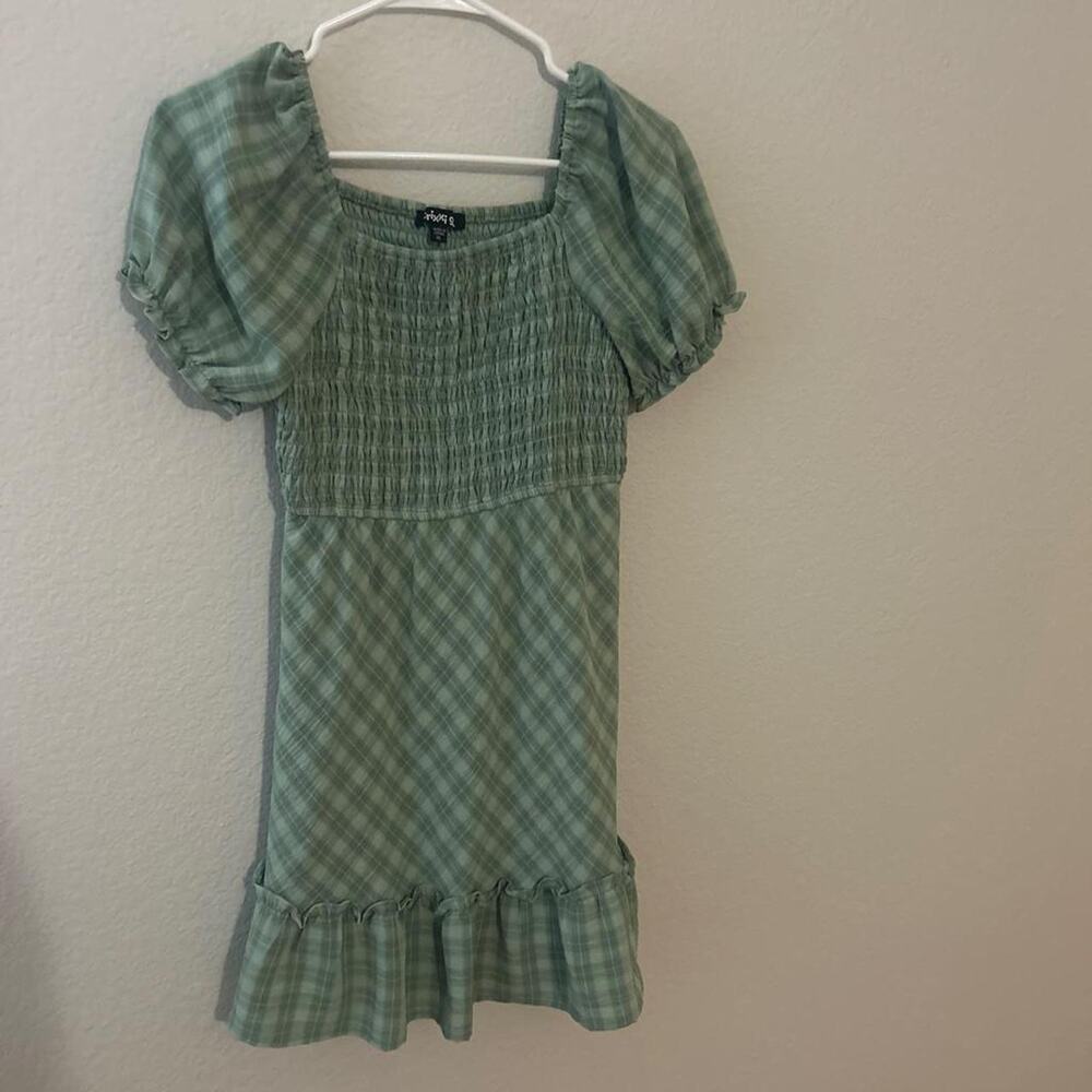 Green and white plaid dress